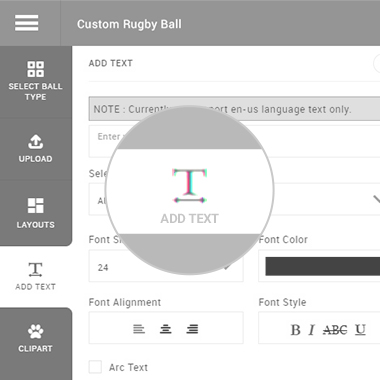 Add Text on Rugby Ball